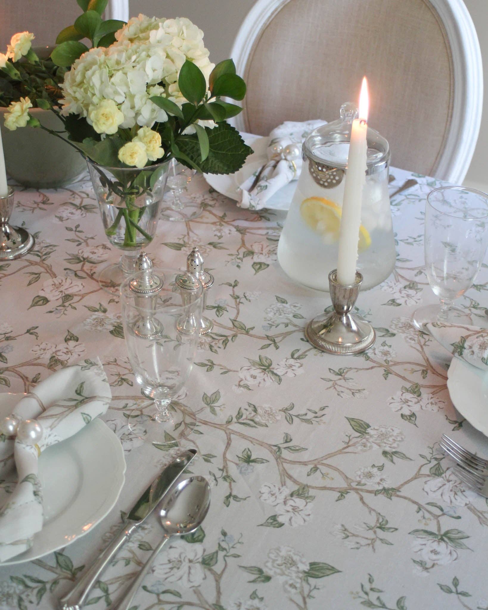 Camellia Floral Cotton Tablecloth for Weddings and Holidays for wholesale on Faire4