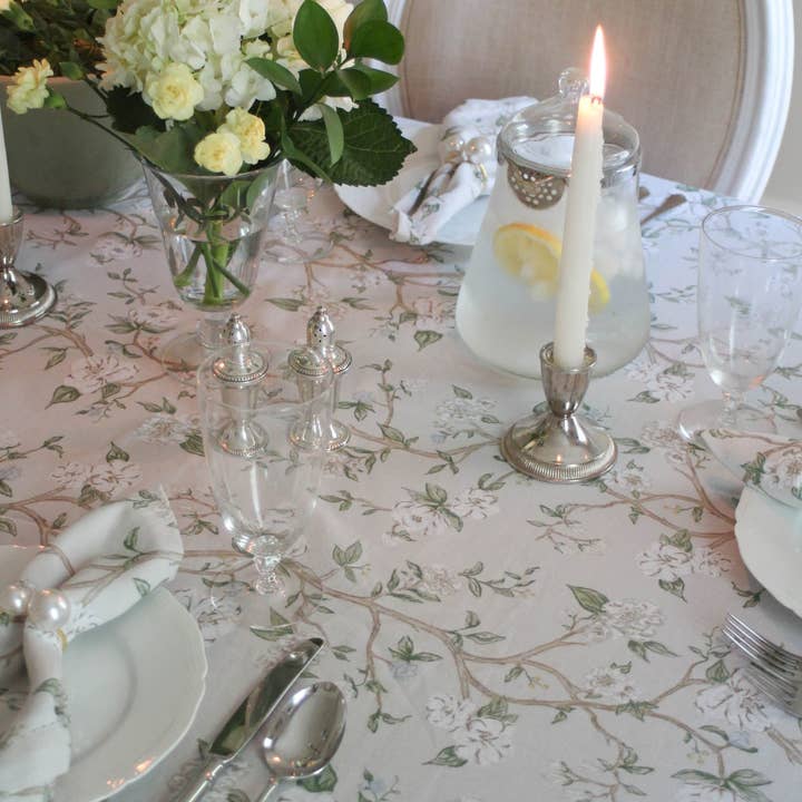 Camellia Floral Cotton Tablecloth for Weddings and Holidays for wholesale on Faire4