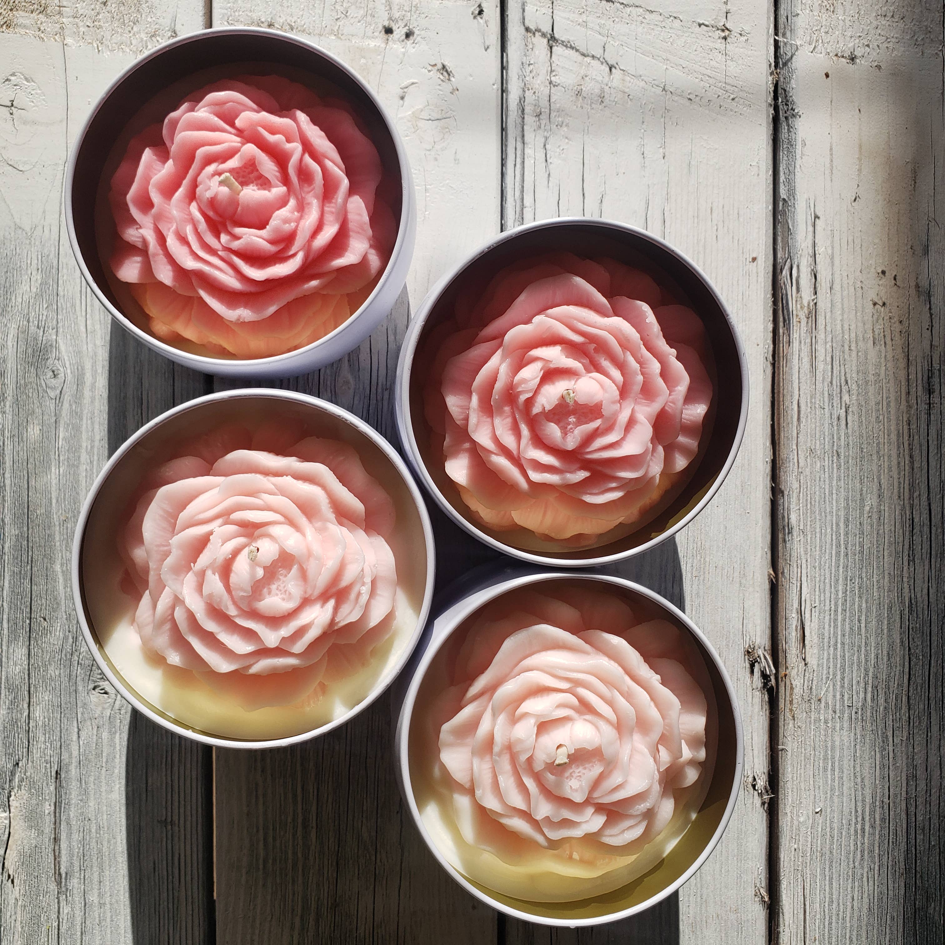 LiveYoung Candle Company - Wholesale Novelty Candle - Ombre Bouquet of Peony Candles | White Tin Flower Candle9