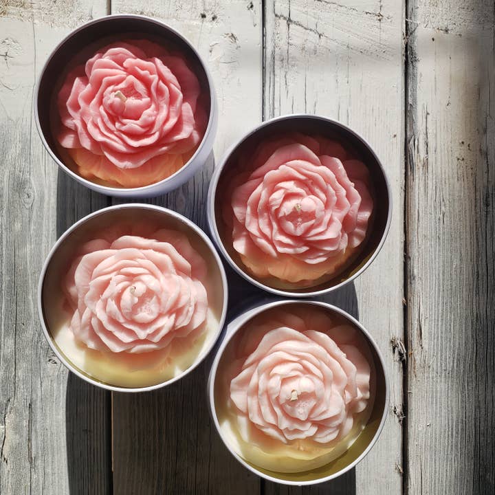 LiveYoung Candle Company - Wholesale Novelty Candle - Ombre Bouquet of Peony Candles | White Tin Flower Candle9