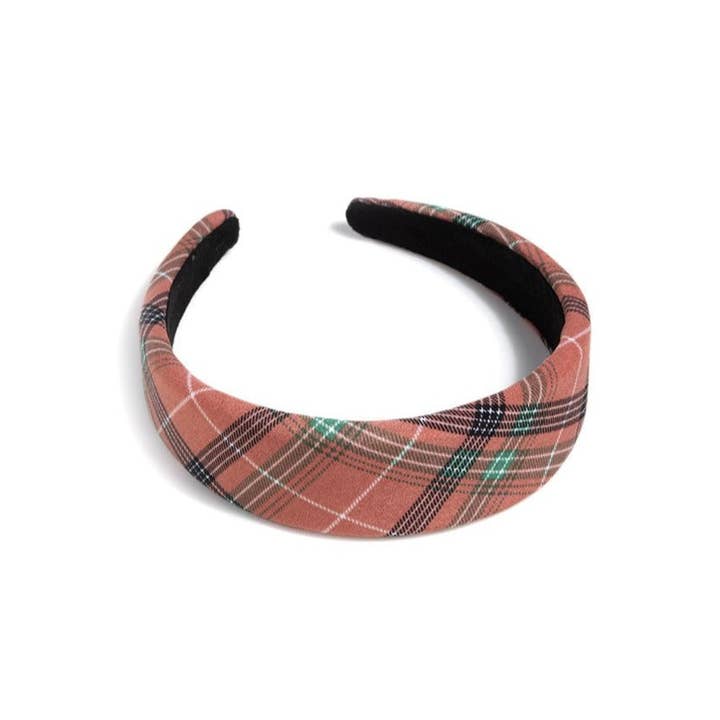 PLAID HEADBAND, ROSE for wholesale by Shiraleah