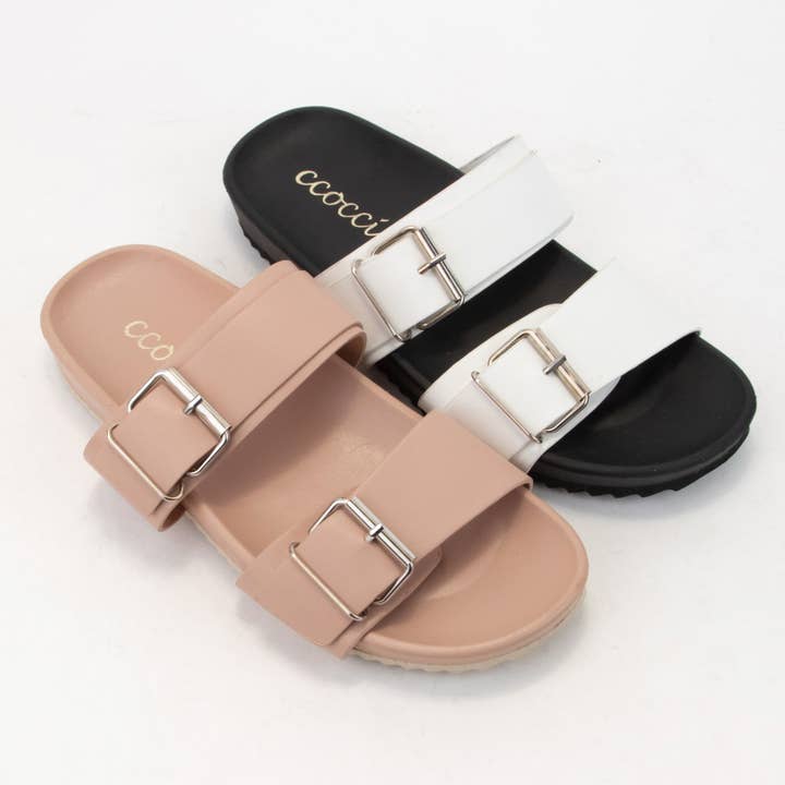 CCOCCI - Wholesale Sandals – Women's - ROUGE DOUBLE BUCKLE STRAP SLIDE SANDAL7