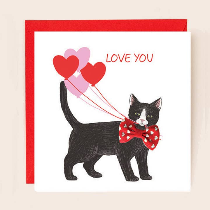 Valentines Card Love You Black Cat for wholesale by Apple & Clover