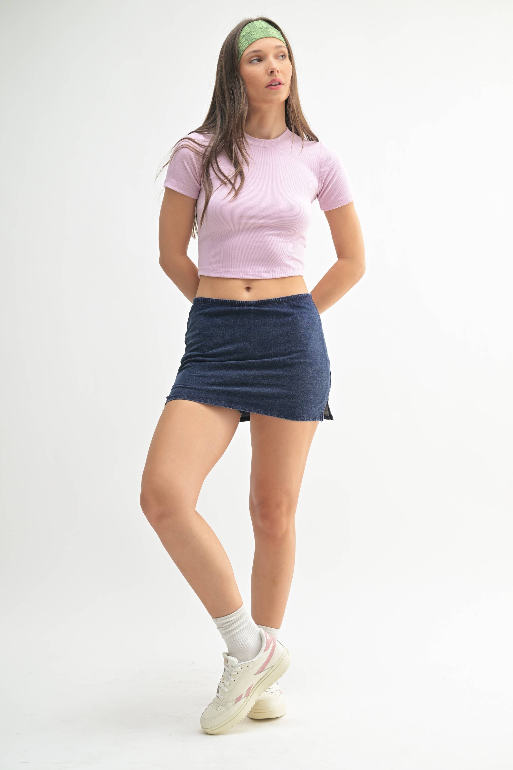 Mono B - Wholesale Athletic Top - Women's - Essential Micro-Ribbed Athleisure Baby Tee35