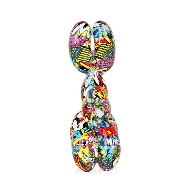 ADM Home Decoration – Escultura por atacado – Escultura em resina 'Cão-balão pequeno' - Graffiti-4
