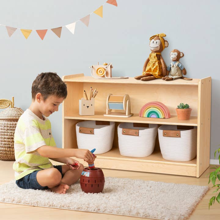 Scaffale e Contenitore per Giocattoli Montessori a 2 Ripiani 36,7"L per la vendita all'ingrosso da parte di Great Sheep Inc