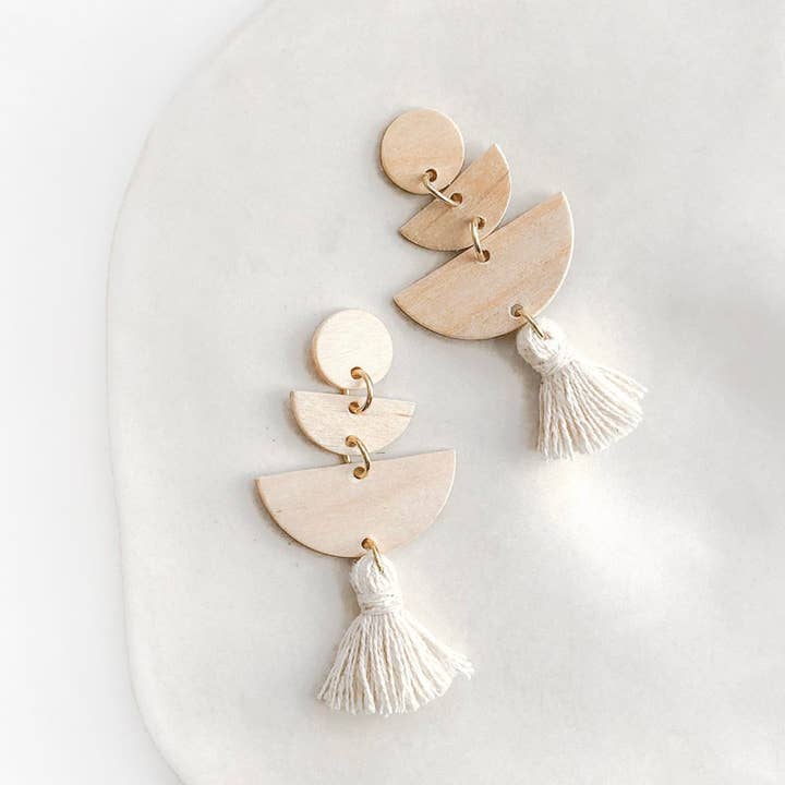 Geo Stacks - Boho geometriska tofs furu örhängen för wholesale av Stil Works Studio