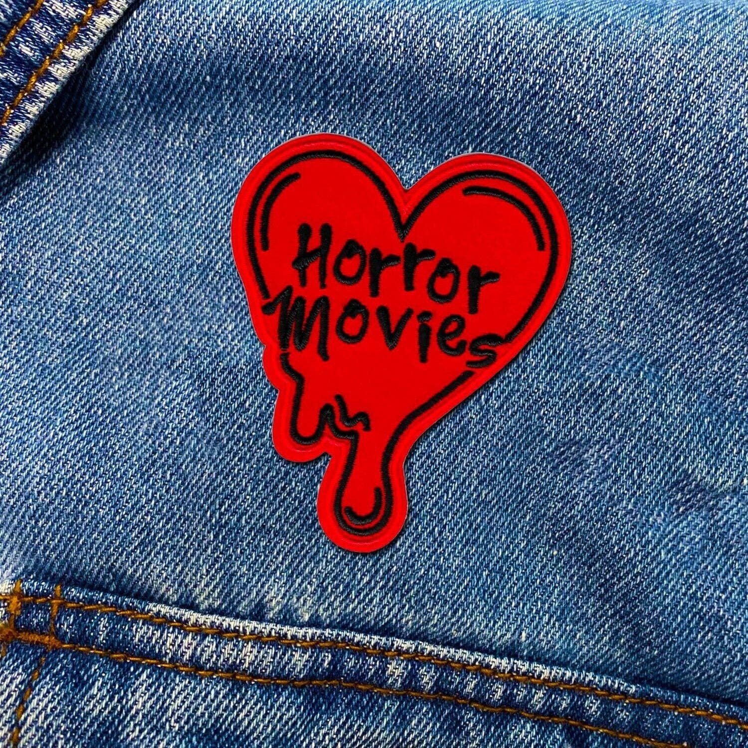 Kosmic Soul - Vente Écusson - Patch thermocollant en forme de cœur brodé « Horror Movies »2