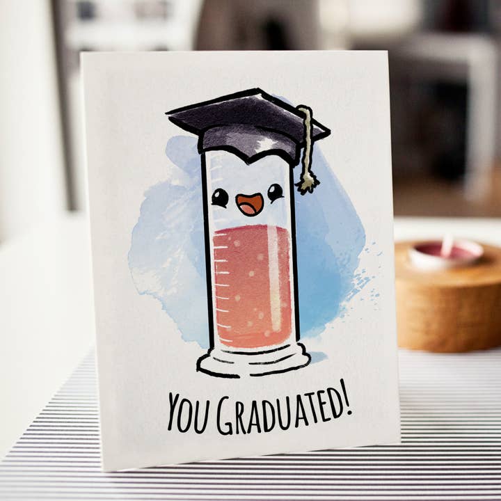 Aaron Millard Illustration - Wholesale Graduation Card - "You Graduated" (Cylinder) - Funny Nerdy Graduation Card