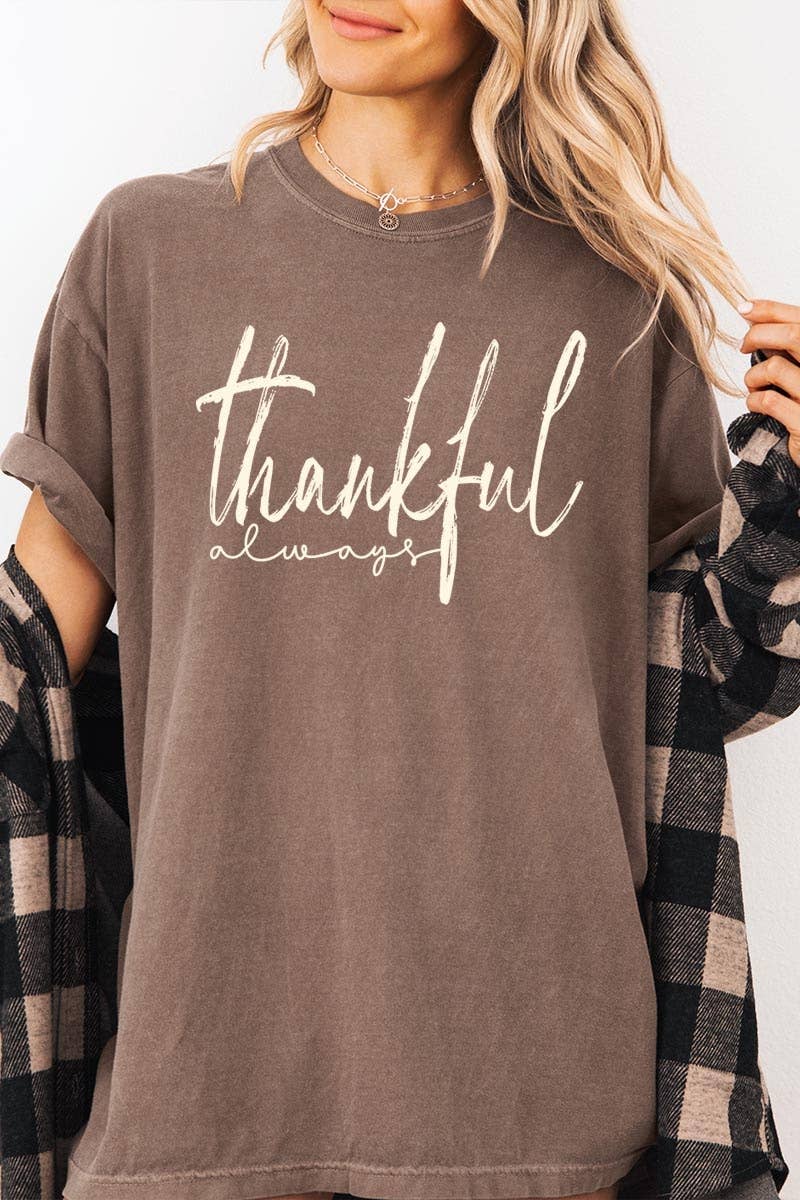 COLORBEAR - Wholesale T-Shirt (Graphic) - Women's - Thankful Graphic Garment Dyed Tee4