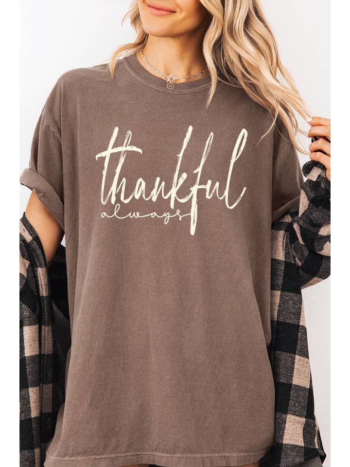 COLORBEAR - Wholesale T-Shirt (Graphic) - Women's - Thankful Graphic Garment Dyed Tee6