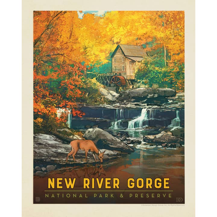 New River Gorge NP& Preserve Fall Colors 8" X 10" Print for wholesale by Tourist Courts