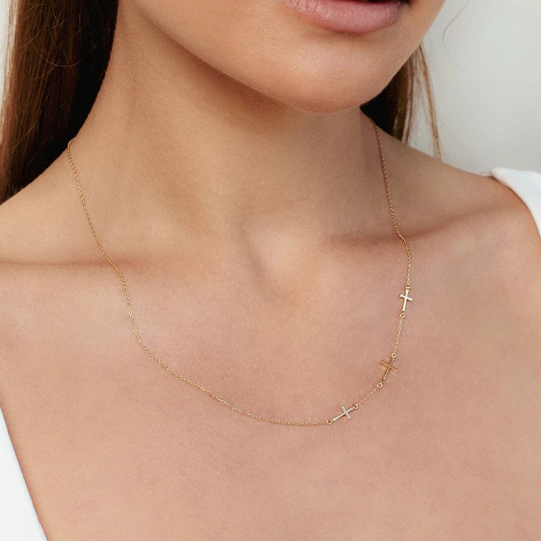 Rizen Jewelry - Wholesale Pendant/Charm Necklace - Calvary Cross Necklace - Yellow Gold Vermeil1