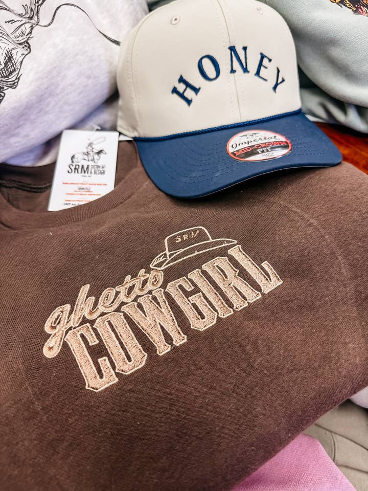 Ghetto Cowgirl Cropped Crewneck for wholesale by SRM Custom Art & Design