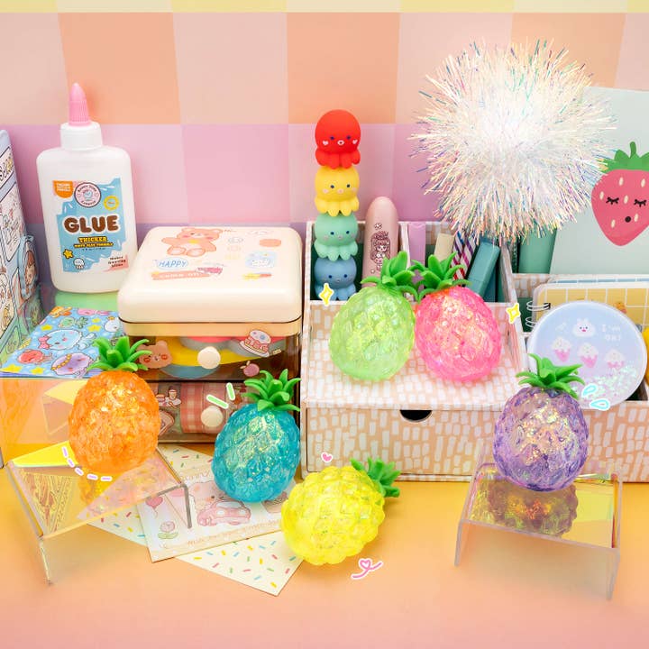 Kawaii Slime Company - Wholesale Squishy Toy - Kids & Baby - Pineapple Gummy 3D Fruits Sensory Squishy Toy (12pcs/case)