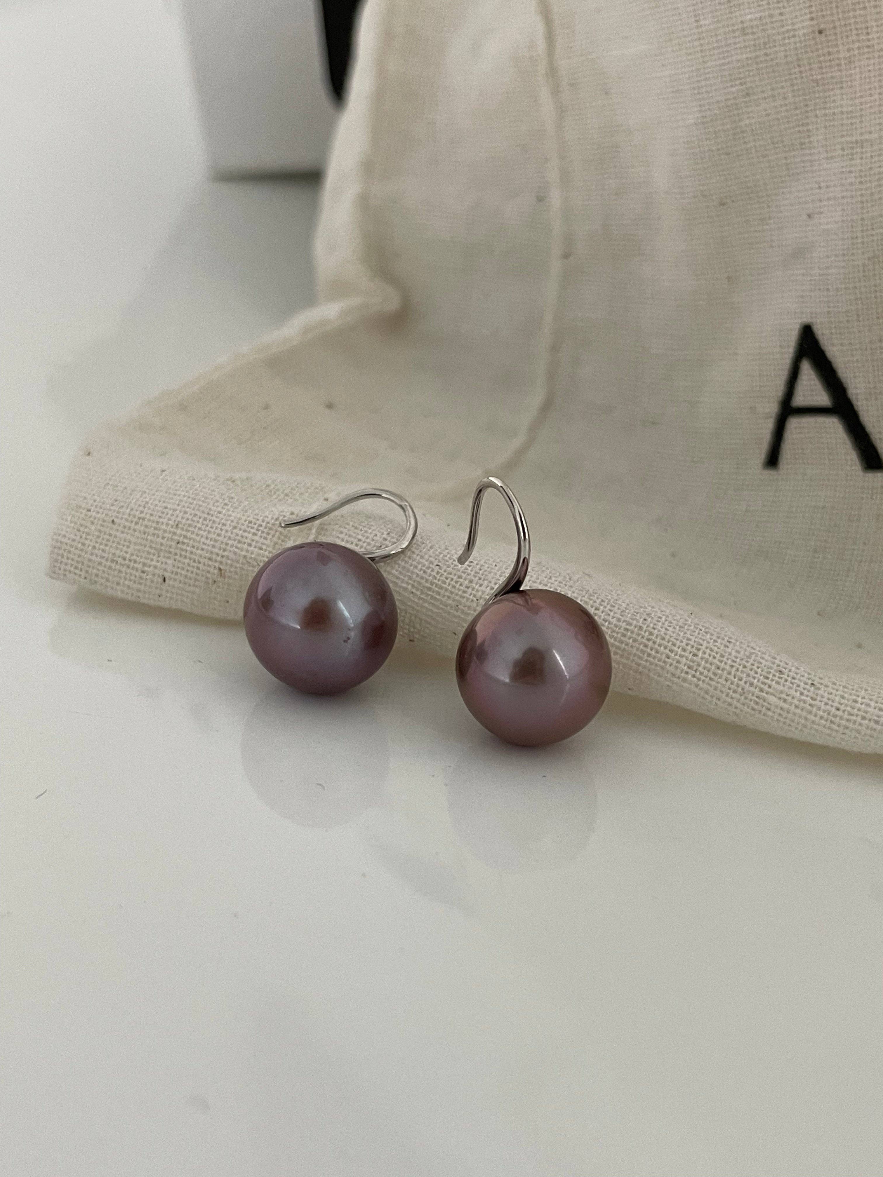ZEN&CO Studio - Vente Boucles d'oreilles pendantes - Boucles d'oreilles goutte en perle violette MERLOT