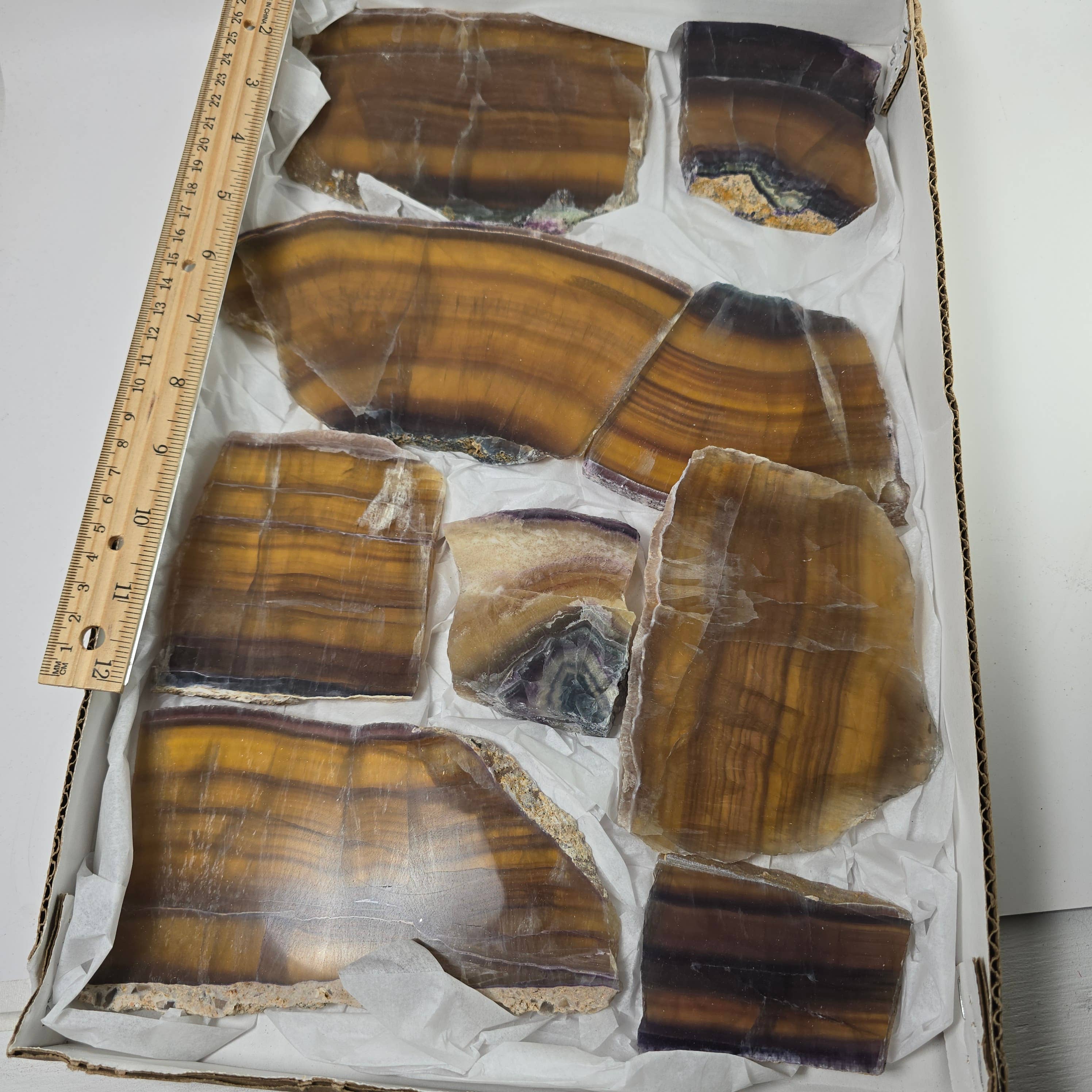 Aquamarine Daydream Wholesale - Wholesale Spiritual Stone/Crystal - 9pc Banded Fluorite Slabs Flat ~ Polished Mineral Flats2