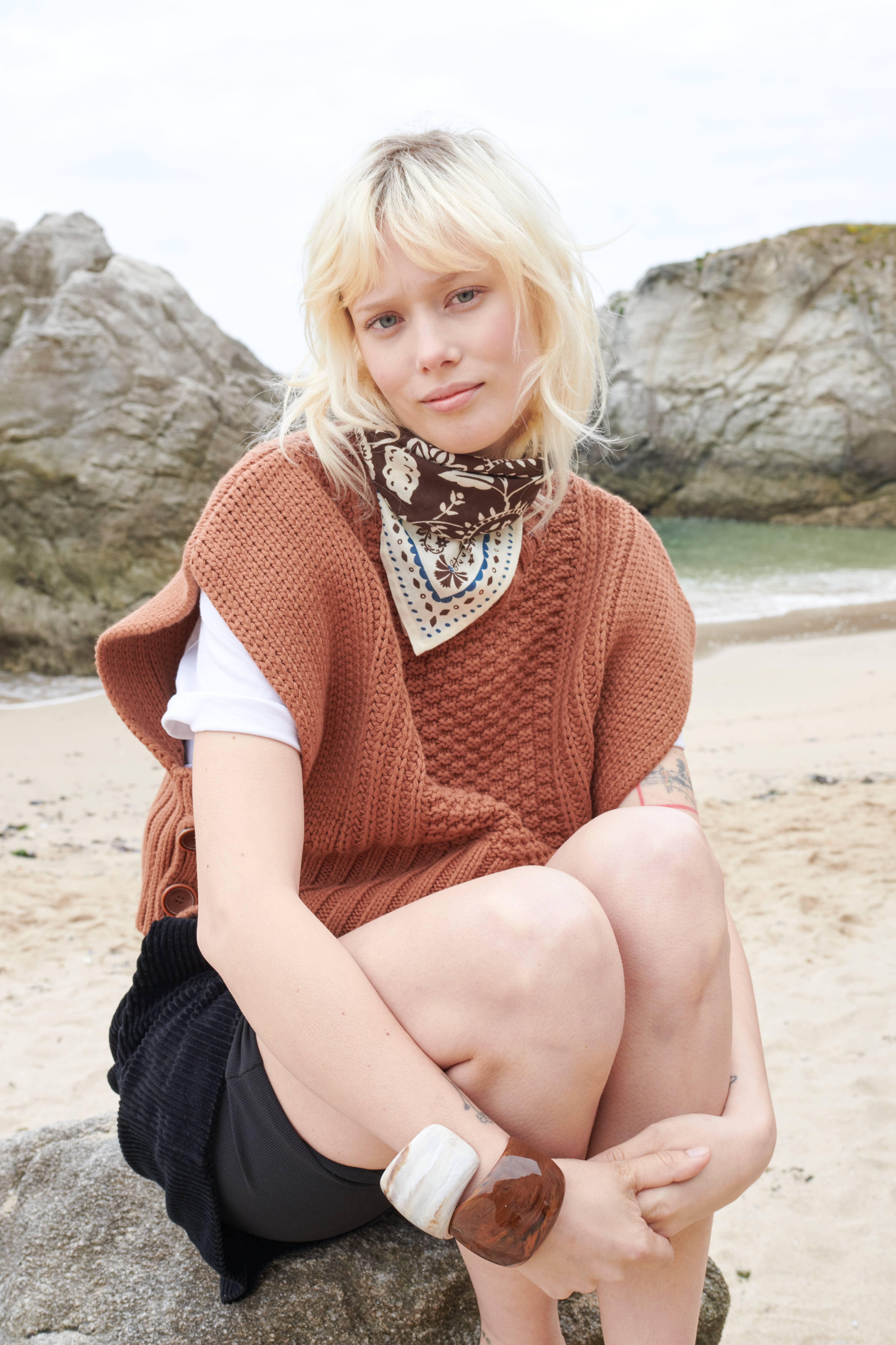 Maradji - Wholesale Scarf - Women's - CHOCOLATE COTTON TWILL SCARF SMALL INDIENNES2