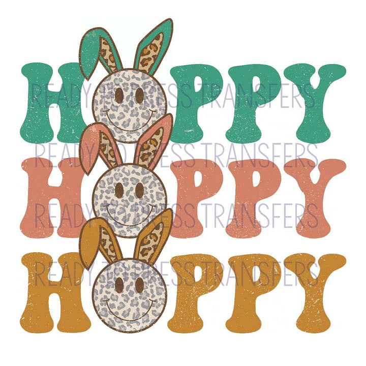 Hoppy Easter Sublimation Transfer T389 for wholesale by BreezePrintCo