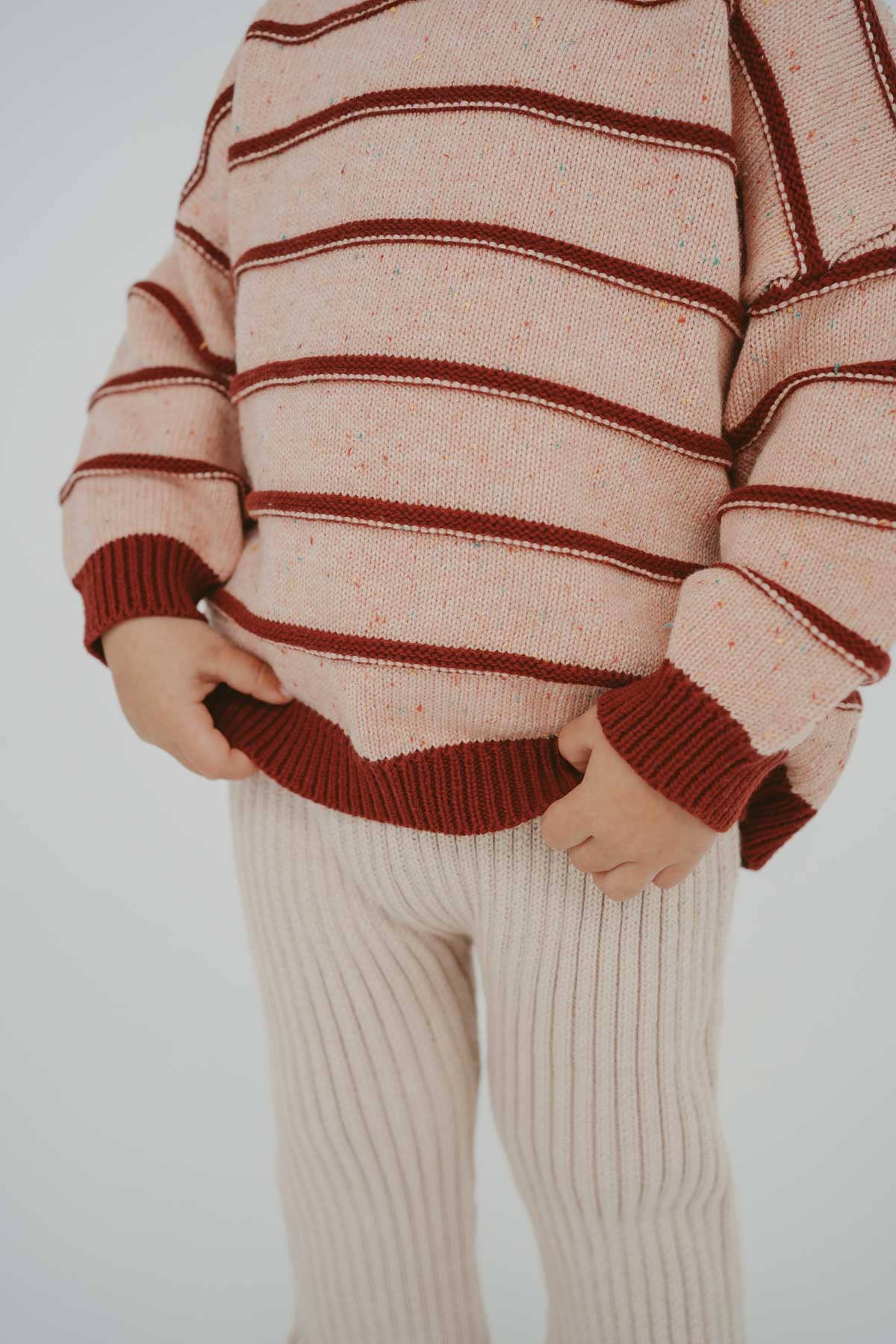 FRECKLES the label - Wholesale Knit Sweater - Kids - Raised Stripe Jumper | Sherbet Berry1