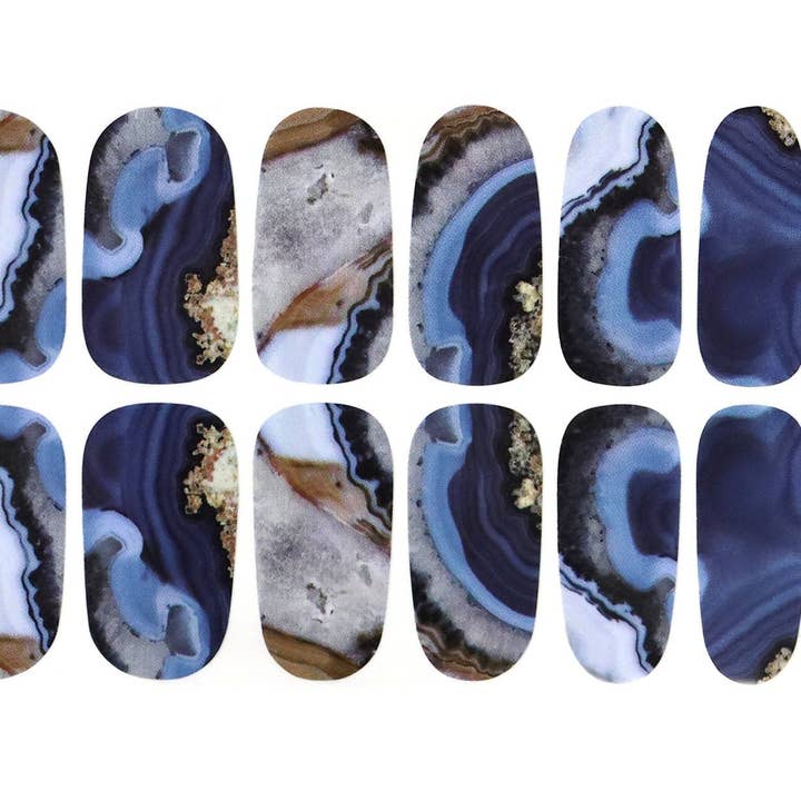 ClebleNails - Wholesale Nail Art/Decal - Aqua Blue Navy Marble Abstract Ombre Nail Wraps / Granite Stone Crystal Nail Polish Strips / Autumn Fall Women Ocean Geometric Nail Stickers1