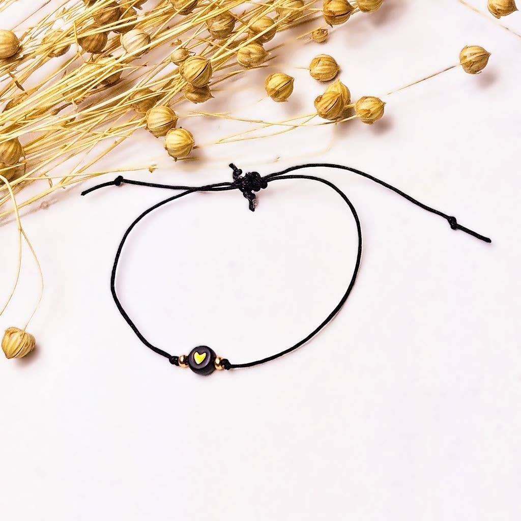 Ibiza Boutique - Wholesale Charm/Dangle Bracelet - Heart bracelet black2