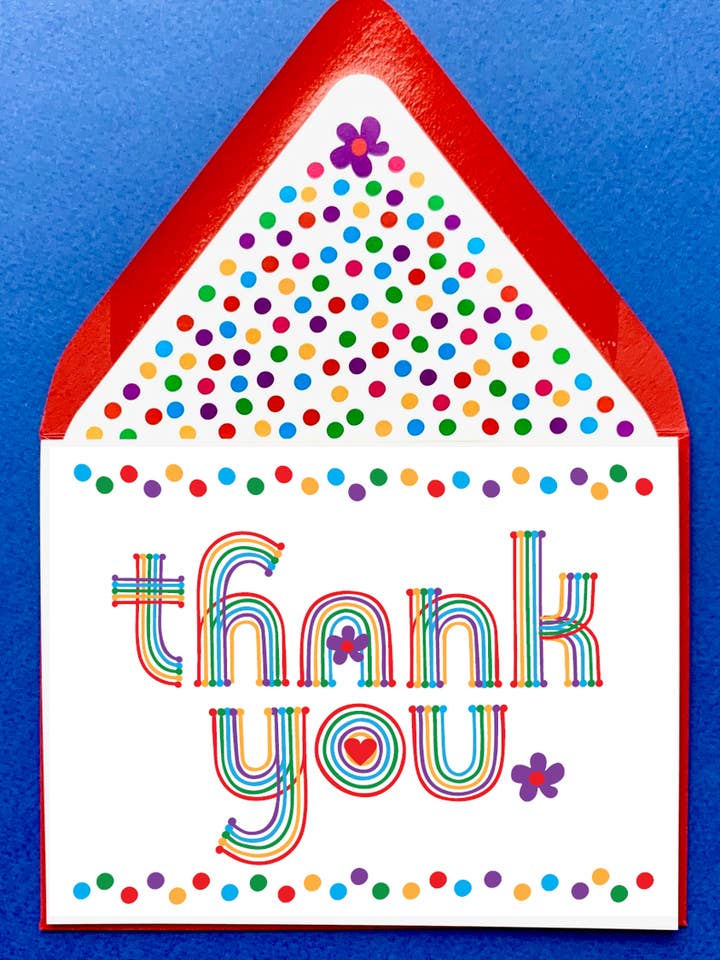 Retro Rainbow, Tack - Set om 10 kort för wholesale av Mighty Violet Design