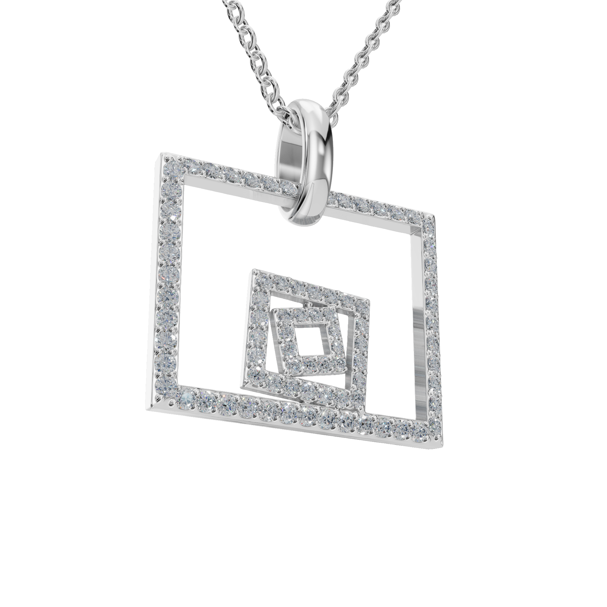 PureYou Jewelry - Vente Colliers à pendentif - Collier carré en diamant en or 14K, collier superposé délicat7