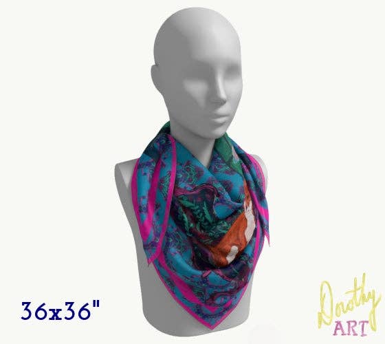 Dorothy Art - Wholesale Scarf - Women's - Silk Scarf - Foxes on Furniture & Hares on Chairs1