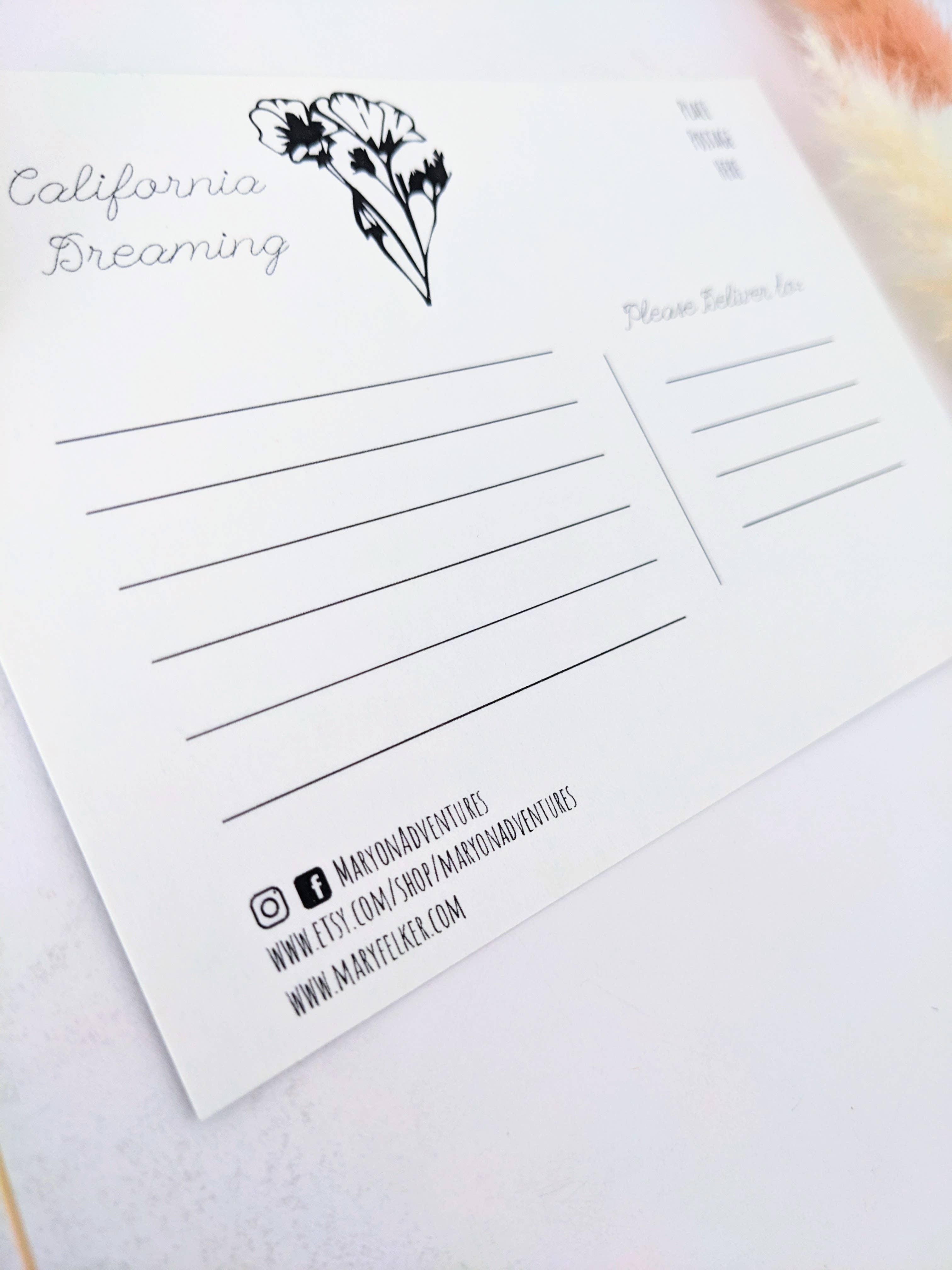 Mary Felker Art and Design - Wholesale Postcard - California postcard, California Souviner, California map art7