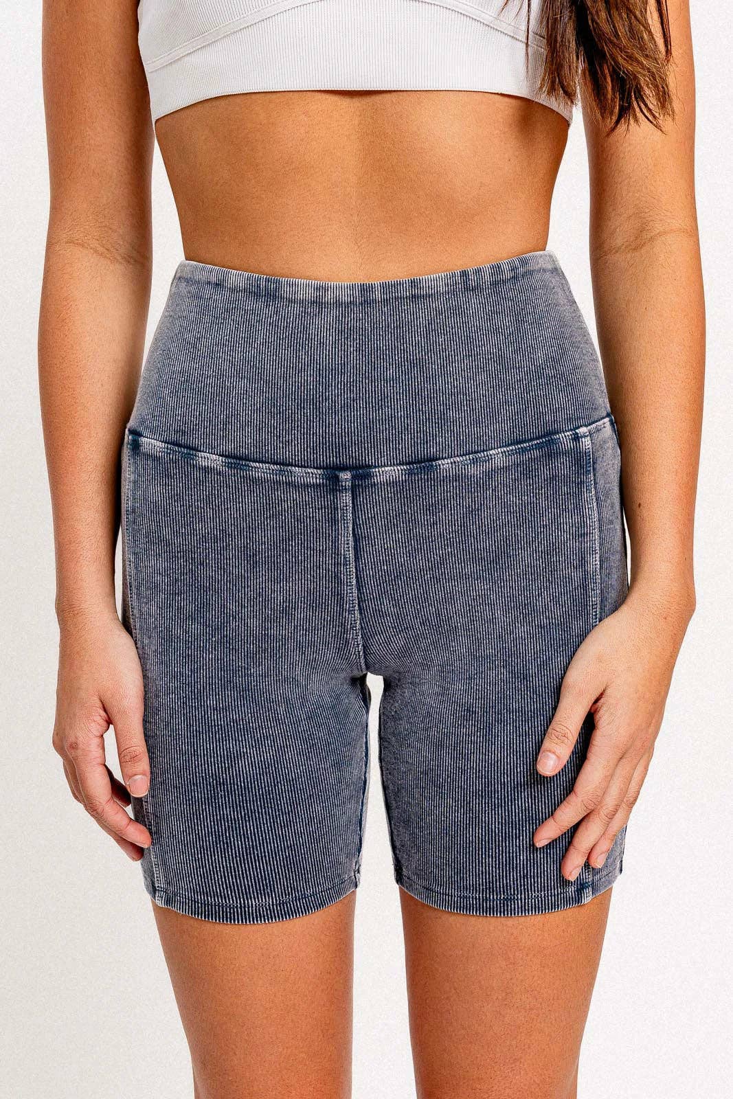 Tasha Apparel Wholesale - Wholesale Athletic Shorts - Women's - Mineral Wash Ribbed Tummy Control Biker Shorts20