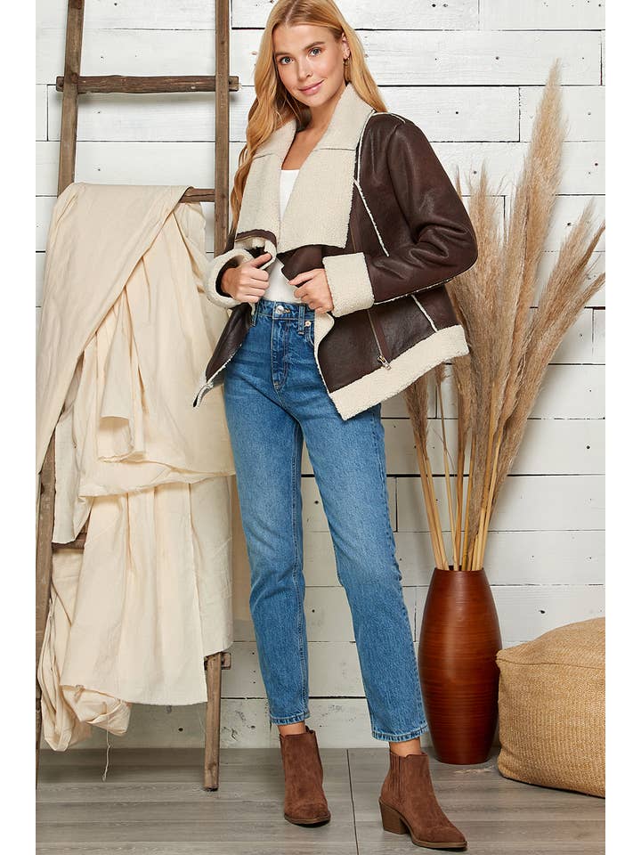 BROWN Timberline Faux Leather Jacket for wholesale on Faire10
