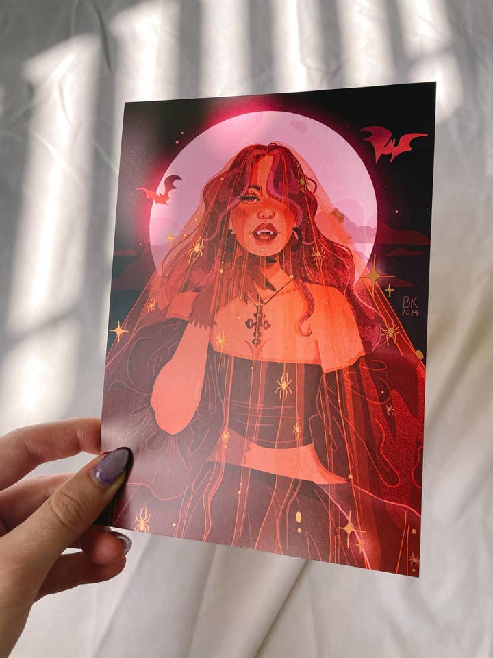 Vampire Bride *Rose-Gold Foil Print* for wholesale by Brittany Keller Art