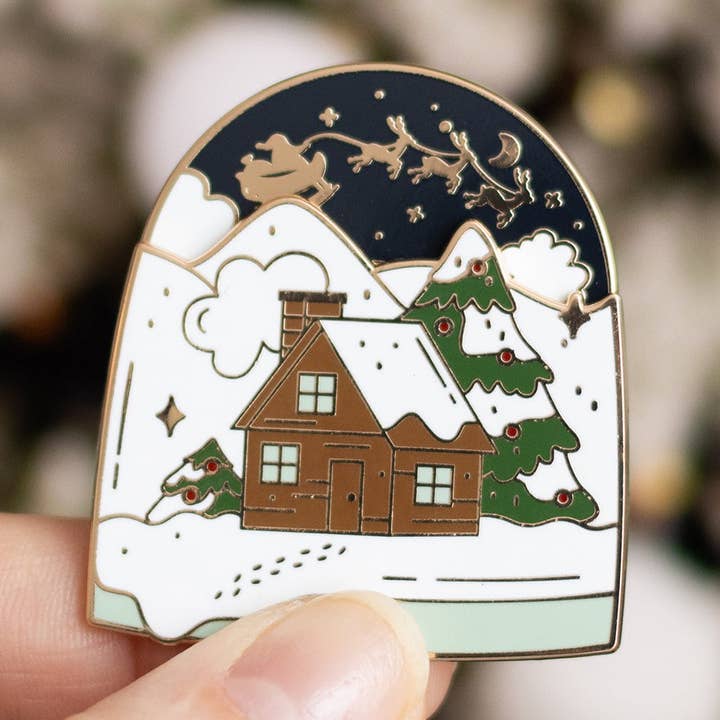 Épingle Émaillée Interactive Journée Neigeuse et Nuit Silencieuse pour la vente par Occasionalish