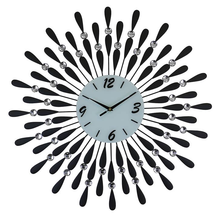 Three Star IM/EX Inc. - Wholesale Wall Clock - 24" Round Wall Clock - Black Droplets0