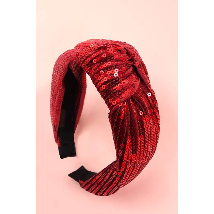 JOSSLYN by wall to wall - Wholesale Fashion Headband - Women's - SEQUIN STRIPE EMBELLISHED KNOT HEADBAND | 40HB14511