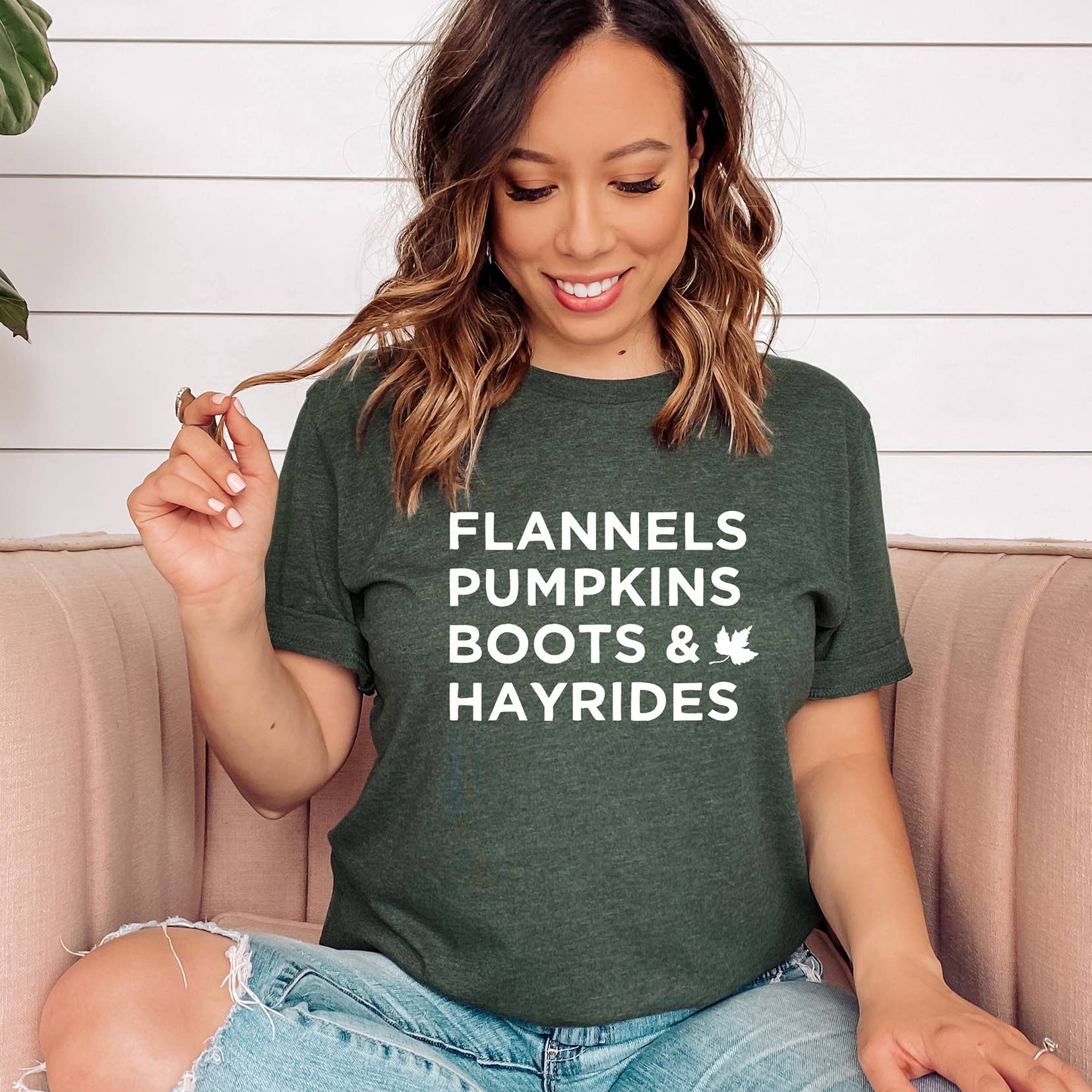 Zoe Creative Co - Vendita all'ingrosso Maglietta serigrafata - Donna - Flannels Pumpkins Boots Hayrides T-Shirt Autunno Camicia Ottobre13