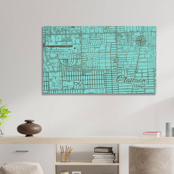 Michigan: Mapa de las calles de Clawson para venta al por mayor de Fire & Pine