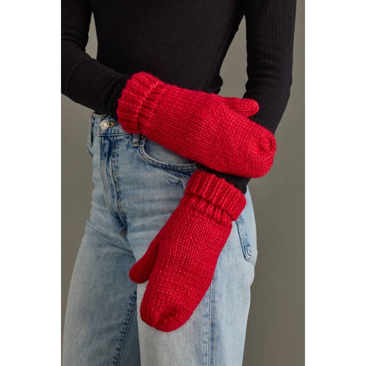 Panache Apparel Co. - Wholesale Mittens - Women's - Red Cuffed Knit Mittens