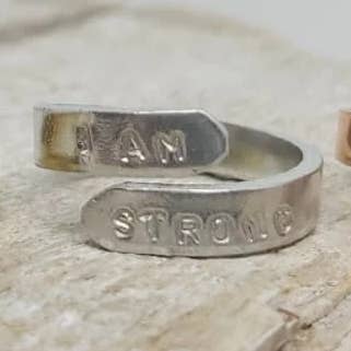 I Am Strong Silver Thumb Ring for wholesale by benny and the moo