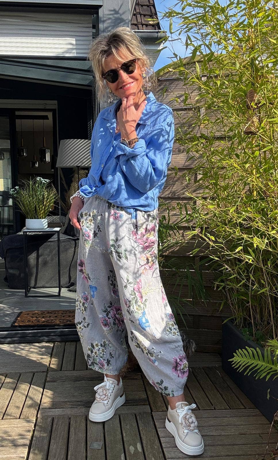 LINEN & COTTON HOUSE - Wholesale Broek - Dames - 75096 linnen broek met zakken en nieuwe print