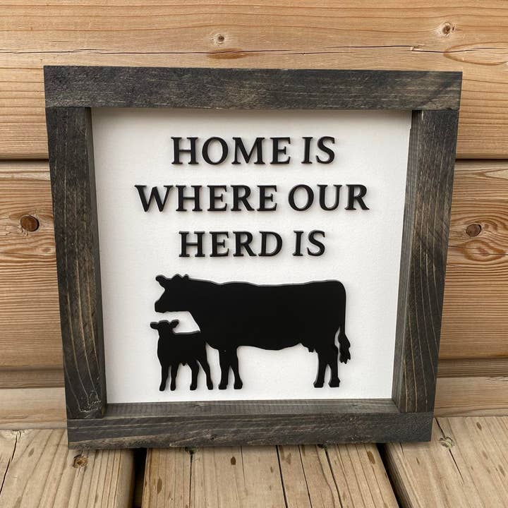 Home Is Where Our Herd Is Wood Sign for wholesale by Barnworx Furnishings & Decor Inc