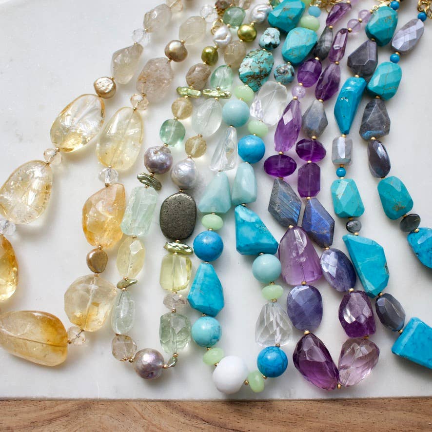 a.v. max - Wholesale Kralen/parelketting - Gefacetteerde Echte Klomp Ketting|9 kleuren13