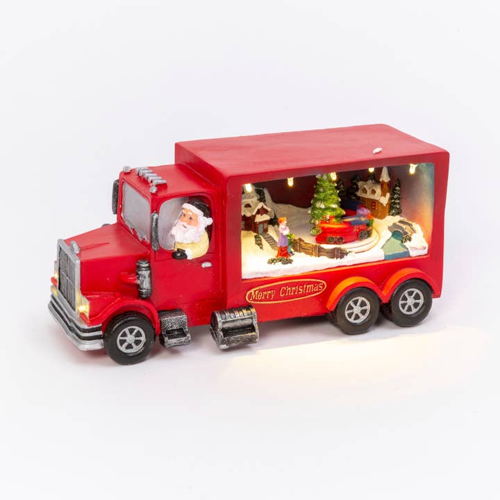 The Gerson Companies - Wholesale Christmas Decoration - 9.8"L B/O Lighted Holiday Truck w/ Moving Scene