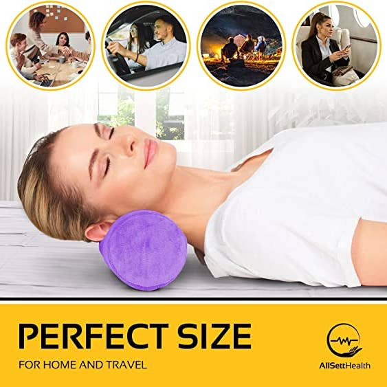 AllSett Health - Wholesale Bedding Pillow - Round Cervical Roll Cylinder Bolster Pillow, Purple