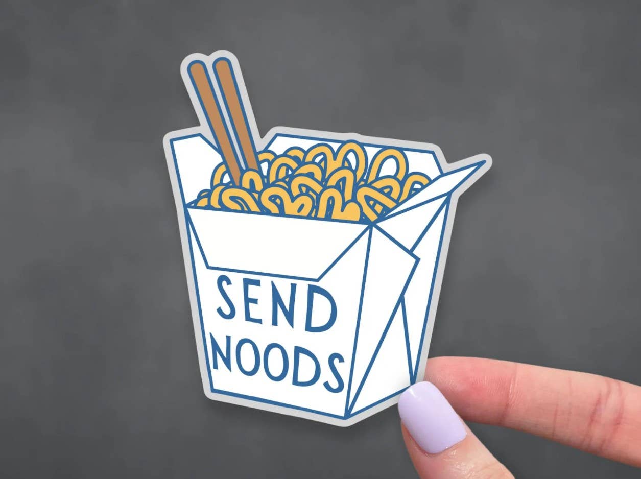 Sticky Martian - Wholesale Sticker - Send Noods Funny Food Pun, Ramen Noodle Joke Vinyl Sticker0