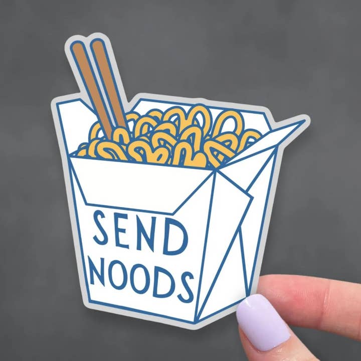 Sticky Martian - Wholesale Sticker - Send Noods Funny Food Pun, Ramen Noodle Joke Vinyl Sticker0