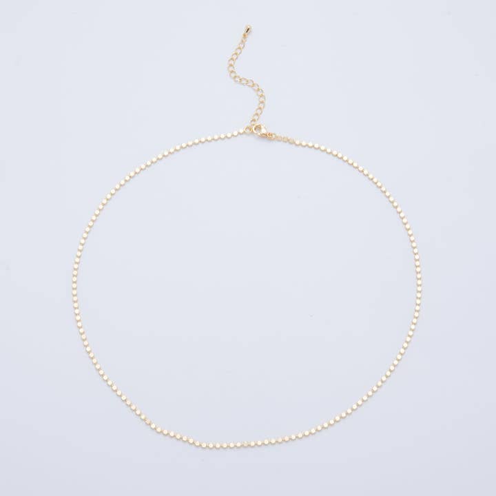 16K Gold Filled 2mm Minimalist Bead Bar Chain 17.5 Inch Necklace in Gold & Silver | WA-3264 WA-3862 for wholesale by Aim Eternal