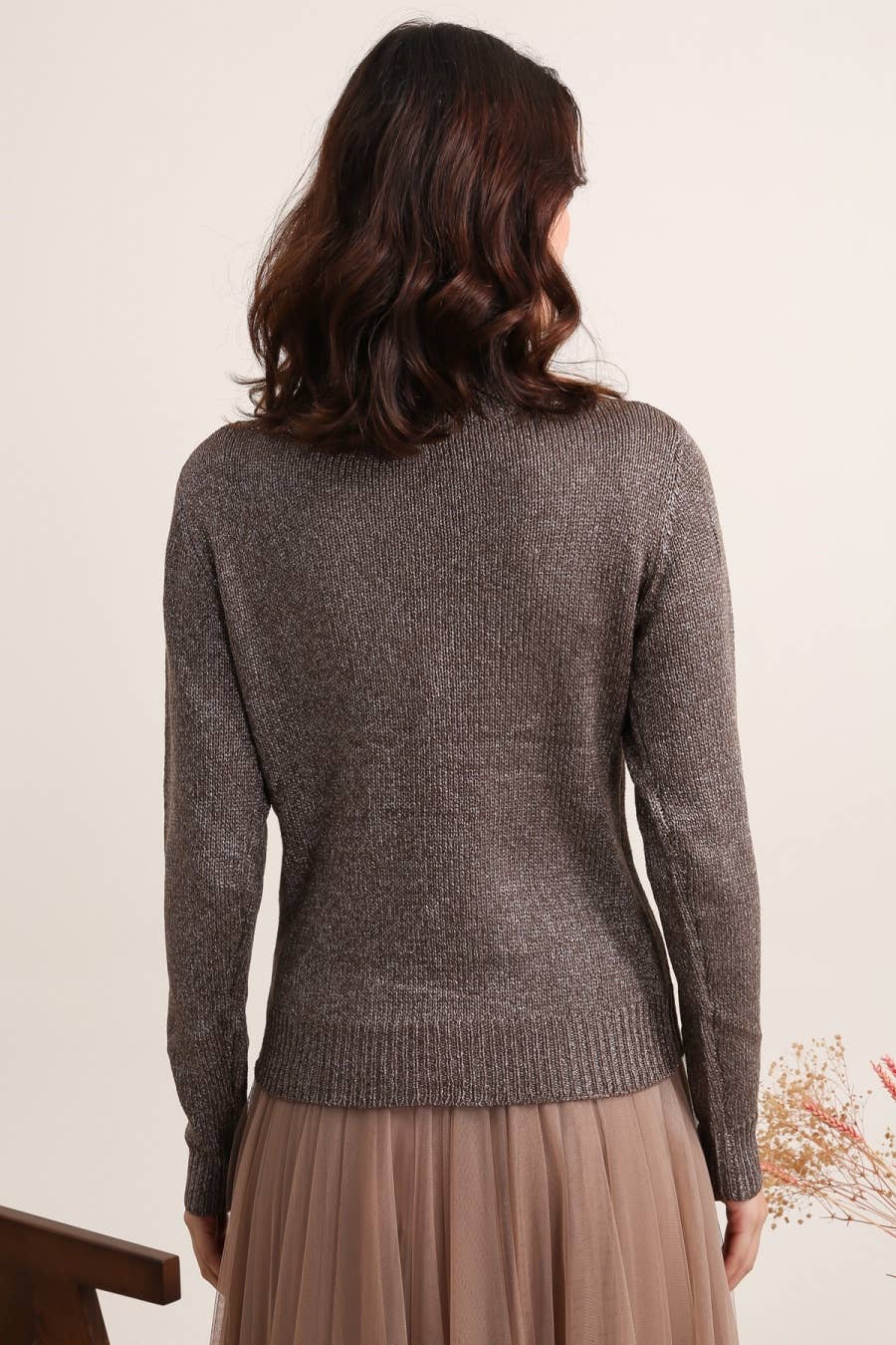 CHOKLATE PARIS - Vente Pull en maille – femme - Gilet col V en maille métallisé - 23243