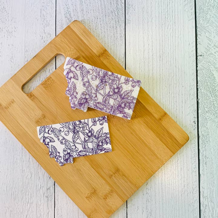 Montana Shaped Compostable Pop Up Sponge - set of 3 - HUCK for wholesale by Corvidae drawings & designs